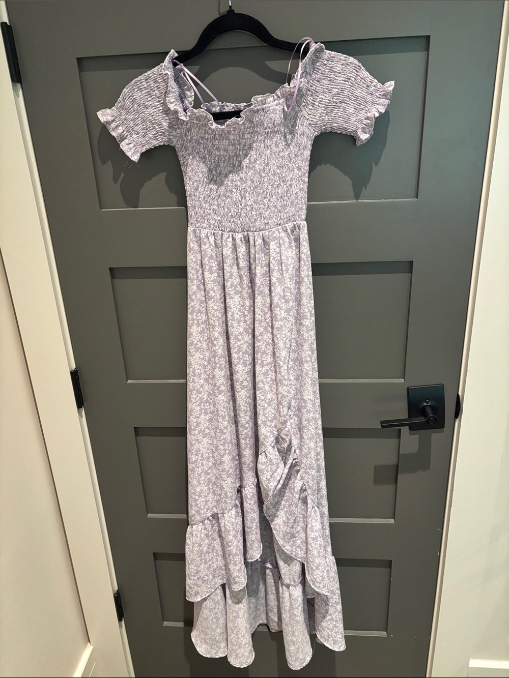 Girls' Lavender Floral Smocked Maxi Dress